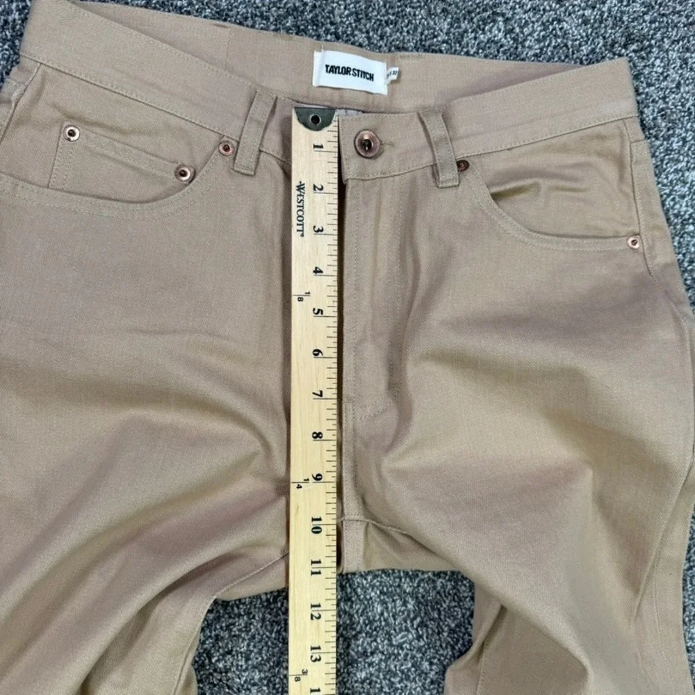 Taylor Stitch Slim Jean Men 30x32 Khaki Tan 100% Organic Cotton Five Pocket Pant